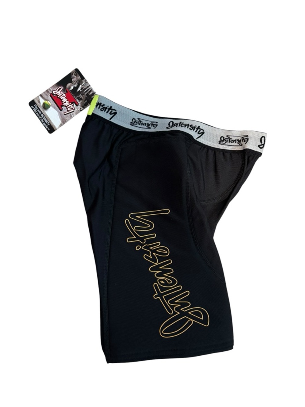 Intensity Black Athletic Softball Sliding Shorts w/ Gold Logo Script size XS